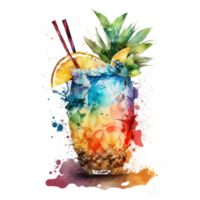 aquarelle tropical cocktail coupé png