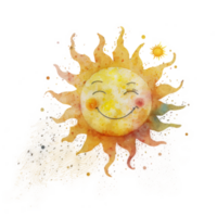 mignonne aquarelle Soleil coupé png