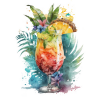 Watercolor tropical cocktail cutout png