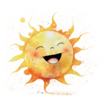 Cute watercolor sun cutout png