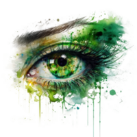 Watercolor green eye cutout png