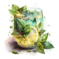 Watercolor tropical cocktail cutout png