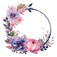 Watercolor floral frame cutout png
