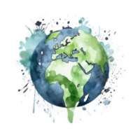 Watercolor Earth planet cutout png