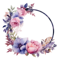 Watercolor floral frame cutout png