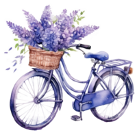 schattig waterverf fiets met bloemen. illustratie ai generatief png