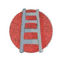 Continuous one line drawing fire ladder icon. Wooden ladder isolated. Stand ladder. Ladder equipment for firefighter. Swirl curl circle background style. Single line design vector graphic illustration