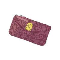 Continuous one line drawing woman wallet. Wallet, money purse, money pocket. Women's things element. Fashionable women's accessory. Swirl curl style. Single line design vector graphic illustration