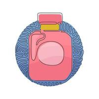 Fragancia de icono de perfume de dibujo de línea continua única. botella de perfume. perfume femenino en una hermosa botella. estilo de fondo de círculo de rizo de remolino. Ilustración de vector de diseño gráfico de dibujo de una línea dinámica