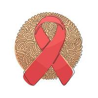 cinta de conciencia de dibujo de una sola línea. cinta de ayuda para el cáncer de mama. concepto de apoyo y solidaridad. logotipo de salud. estilo de fondo de círculo de rizo de remolino. vector gráfico de diseño de dibujo de línea continua moderna