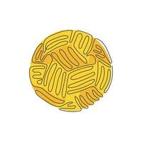 Single one line drawing Sepak Takraw ball or rattan ball. Scissor kick. Concept of team sport, Asian sport game, spirit. Swirl curl style. Continuous line draw design graphic vector illustration