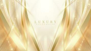 Luxury background with golden curve line elements and sun light effects decoration and bokeh. vector