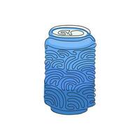 Single continuous line drawing soda in aluminum can. Soft drink to crave for refreshing feeling. Eliminate thirst. Swirl curl circle style. Dynamic one line draw graphic design vector illustration