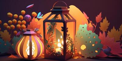 Festa junina lantern background, Brazilian party and Latin american festival. photo