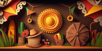 Festa junina background, Brazilian party and Latin american festival. photo