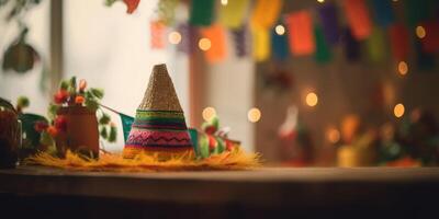 Straw hat festa junina background, Brazilian party and Latin american festival. photo