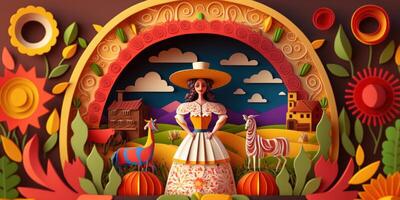 Festa junina background, Brazilian party and Latin american festival. photo