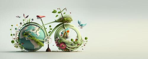 World bicycle day background with copy space, Eco friendly bicycle concept. photo