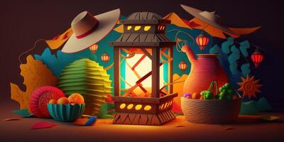 Festa junina lantern background, Brazilian party and Latin american festival. photo