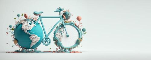 mundo bicicleta día antecedentes con Copiar espacio, eco simpático bicicleta concepto. generativo ai foto