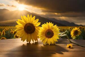 Sunflowers scattered on the ground. photo