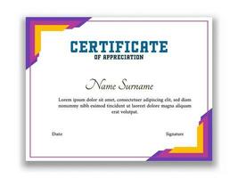 certificado de apreciación premio modelo diseño en blanco color. vector