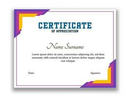 Certificate Of Appreciation Award Template Layout In White Color. vector