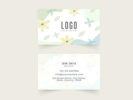 Creative Floral Business Card Template In Front And Back Side. vector