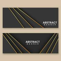 Set Of Abstract Banner Or Header Design In Black And Golden Color. vector