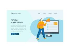 Digital Marketing Concept Based Landing Page Or Hero Banner Design For Advertising. vector