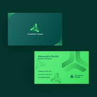 Green business card or visiting card design in front and back view. vector