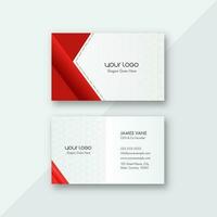 Editable Business Or Visiting Card With Triangle Pattern In Red And White Color. vector