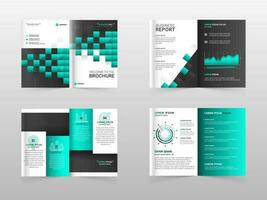 Bi-Fold Brochure Template or Annual Report Set for Business Concept. vector