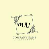 MV Initial beauty floral logo template vector