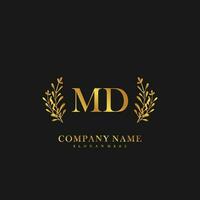 MD Initial beauty floral logo template vector