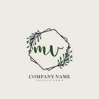 MV Initial beauty floral logo template vector