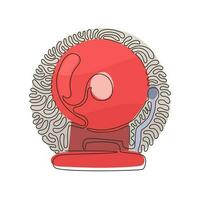 Single one line drawing red fire alarm system signal device. Prevention, emergency, warning bell. Swirl curl circle background style. Modern continuous line draw design graphic vector illustration