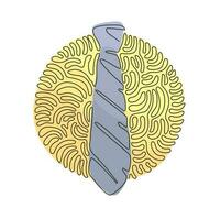 Continuous one line drawing striped tie icon. Necktie and neckcloth symbol. Template for Father's Day greeting card. Swirl curl circle background style. Single line draw design vector illustration