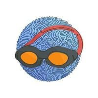 gafas de dibujo de una sola línea para nadar. gafas de natación. equipo de natación profesional. objeto de playa. estilo de fondo de círculo de rizo de remolino. ilustración de vector gráfico de diseño de dibujo de línea continua