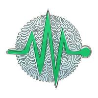 Continuous one line drawing Heartbeat icon. Heart beat monitor pulse. Heartbeat lone, cardiogram. Healthcare, medical app. Swirl curl circle background style. Single line draw design vector graphic