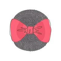 Continuous one line drawing stylish bow tie icon. Realistic formal wear for official event. Elegant clothes object. Swirl curl circle background style. Single line draw design vector illustration