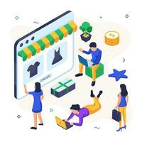 Unique design illustration of shopping website vector