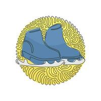 dibujo de una sola línea continua par de patines artísticos. patines de hielo de mujer blanca. actividades de invierno al aire libre de patinaje sobre hielo con la familia. estilo de fondo de círculo de rizo de remolino. vector de diseño gráfico de dibujo de una línea