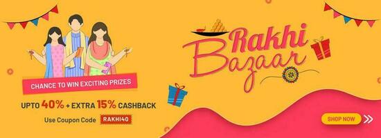 Rakhi Bazaar Header Or Banner Design In Pink And Orange Color. vector