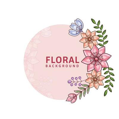 Floral Background Decorated With Flowers And Leaves.