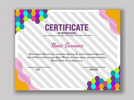 editable certificado de apreciación modelo diseño con resumen patrones. vector