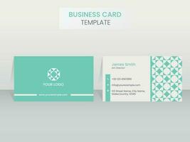 Business Card Template Design In Front And Back View On White Background. vector