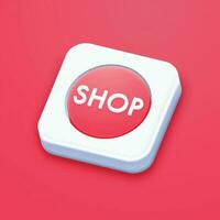 3D Shop Button On Pink Background. vector