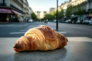 Paris croissant cafe. Generate Ai photo