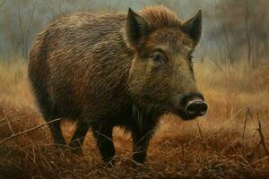 Wild boar animal. Generate Ai photo
